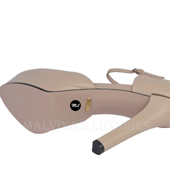 GUCCI SHOES PUMPS PINK LEATHER GG LOGO PLATFORM HIGH HEEL sz 40 10 - Picture 11 of 16